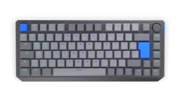 Endorfy Thock V2 75% Wireless, PBT, grau, LEDs RGB, hot-swap, Endorfy YELLOW, USB/Bluetooth, DE